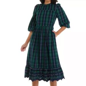 Crown and Ivy Women's 3/4 Sleeve Plaid Midi DressNWT
